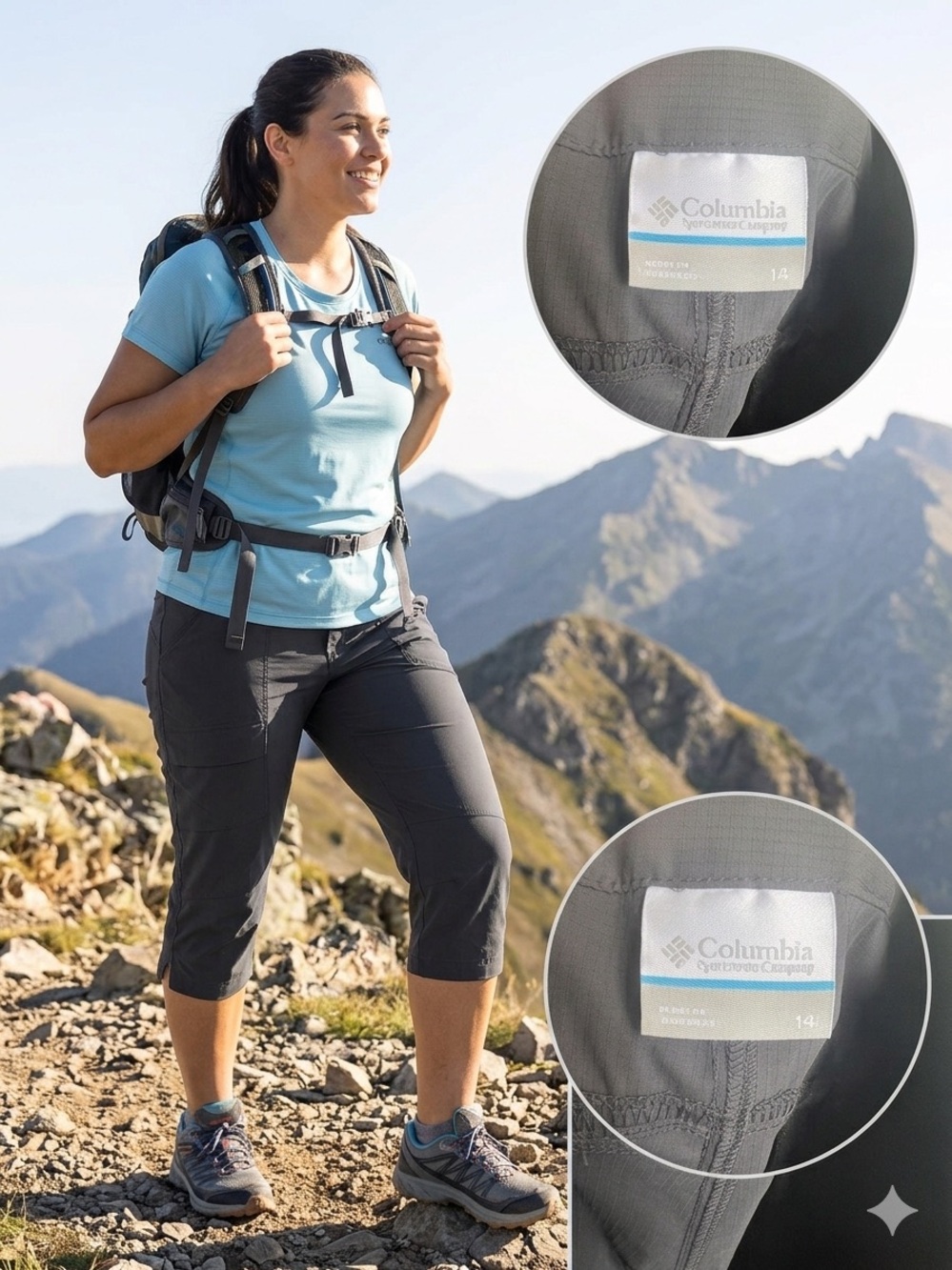 Columbia Grey Outdoor Hiking Capri Pants - Size 14